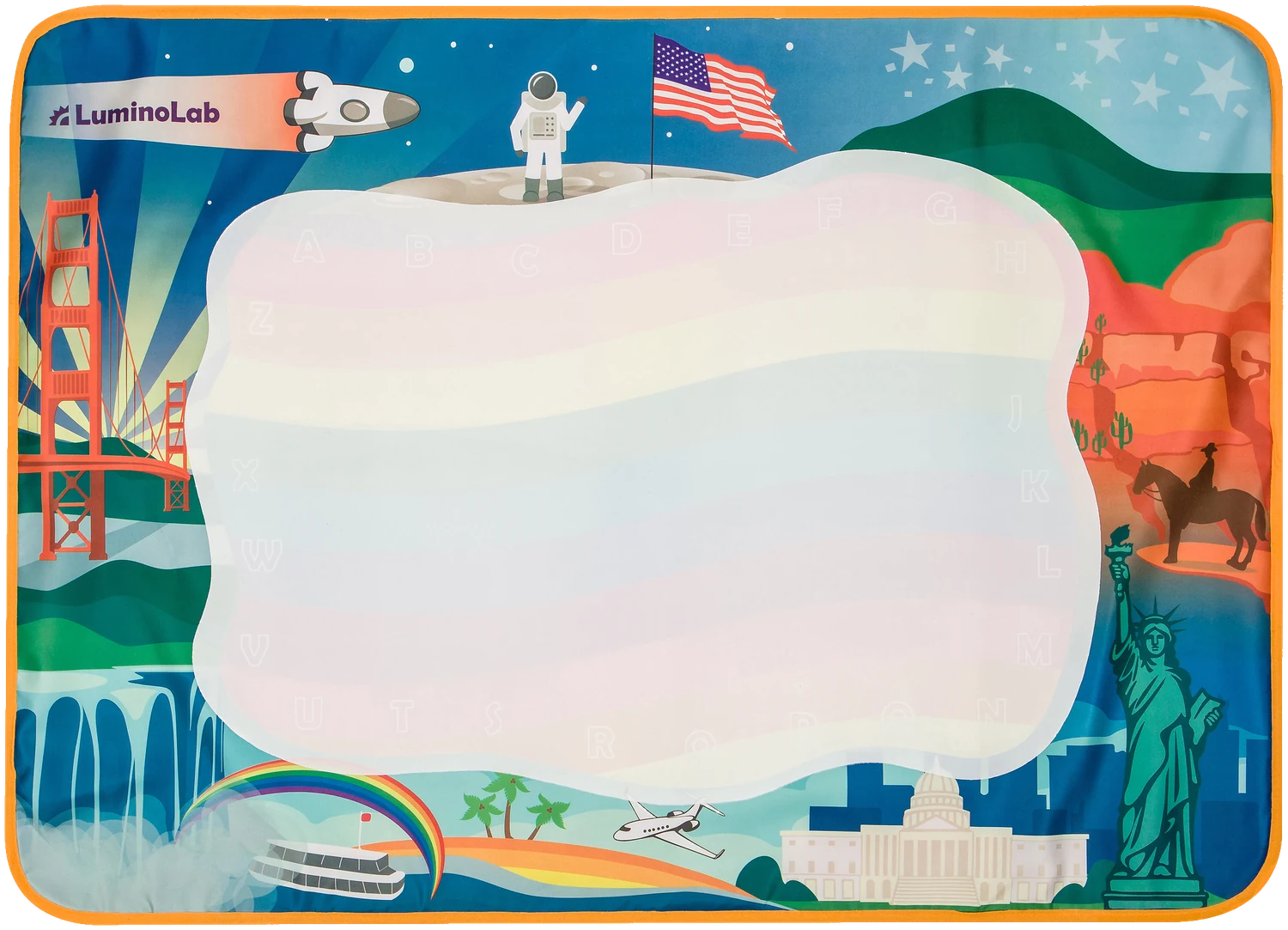 LuminoLab mat, 100 × 70 cm, with its illustrated frame